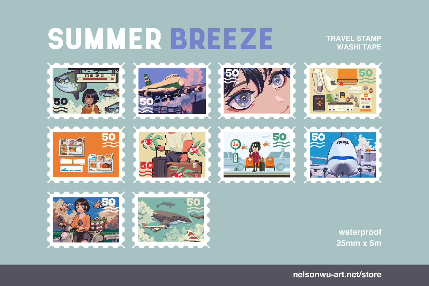 SUMMER BREEZE Stamp Washi Tape